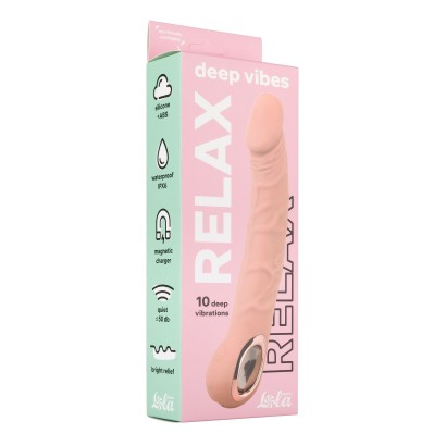 Телесный перезаряжаемый реалистичный вибратор Relax - 22 см.