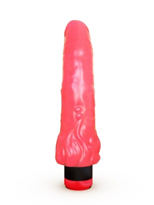 Розовый гелевый вибратор с клиторальными лепестками - 18,5 см.
