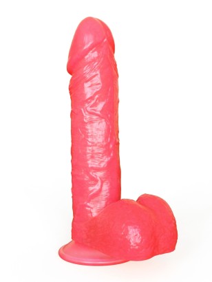 Розовый гелевый фаллоимитатор на подошве-присоске - 16 см.