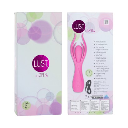 Розовый вибромассажер с двойными лепестками Lust by JOPEN L7 