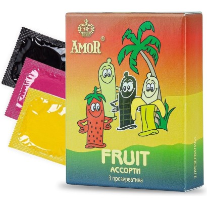 Ароматизированные презервативы AMOR Fruit  Яркая линия  - 3 шт.