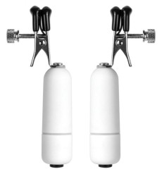 Белые клипсы на соски с вибрацией  