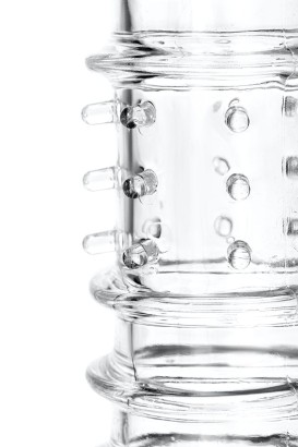 Прозрачная насадка на пенис TOYFA A-Toys с ребрами и точками - 15,3 см.