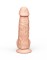 Поясной фаллоимитатор с мошонкой телесного цвета - 18 см.
