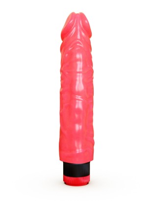 Рельефный розовый вибратор-реалистик - 19,5 см.