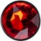 Изящная ребристая анальная втулка с красным кристаллом - 7 см.