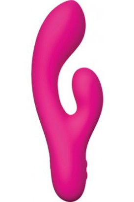 Розовый перезаряжаемый вибромассажер Whooper Swan со стимулятором клитора - 18,8 см.