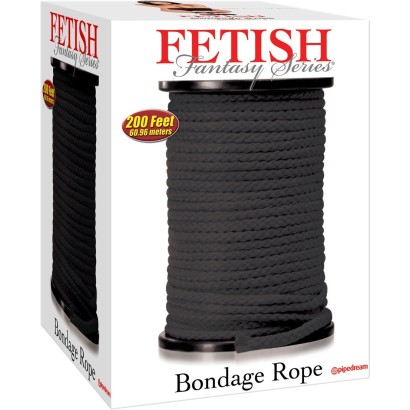 Черная веревка для связывания Bondage Rope - 60,9 м.