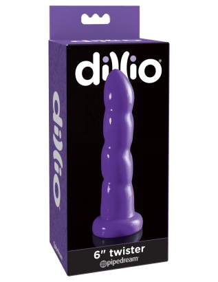 Фиолетовый стимулятор на присоске 6  Twister - 18,4 см.