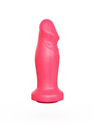 Розовый анальный фаллоимитатор с ограничительным основанием - 14 см.