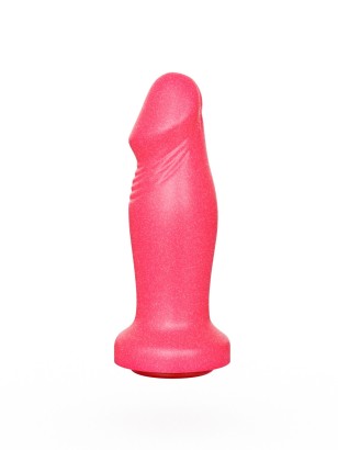 Розовый анальный фаллоимитатор с ограничительным основанием - 14 см.
