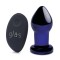 Синий стеклянный анальный вибратор с пультом ДУ - 9,5 см.