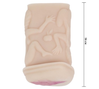 Телесный мастурбатор-вагина с фигурками на поверхности