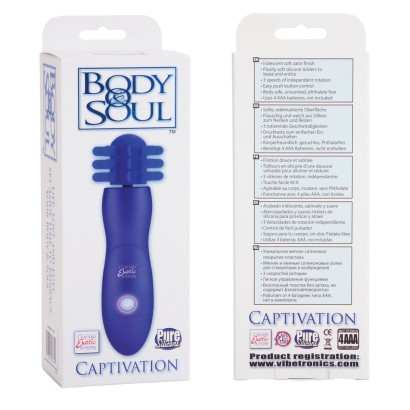 Синий вибратор Body & Soul Captivation с вращающимся наконечником