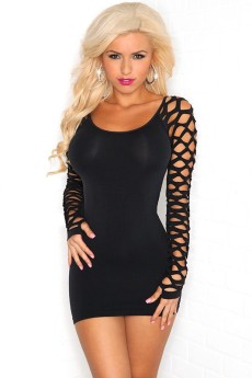 Роскошное облегающее платье с длинными рукавами из сетки SHRED-SLEEVE SEAMLESS DRESS
