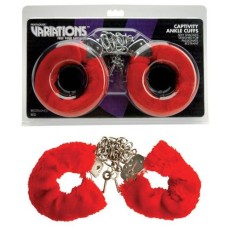 Меховые красные наручники VARIATIONS