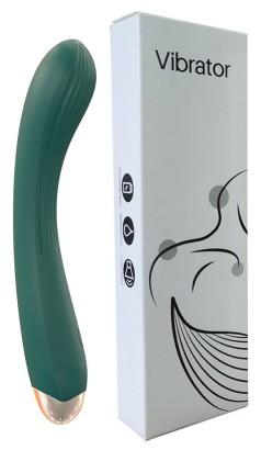 Зеленый вибратор для G-точки - 20 см.