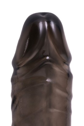 Дымчатая фаллическая насадка с подхватом и закрытой головкой - 16,2 см.