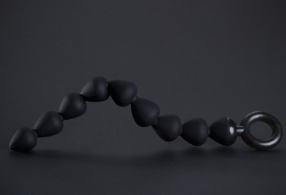 Чёрная анальная цепочка с 9 звеньями - 25 см.