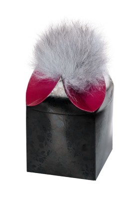 Серебристая анальная втулка с серым заячьим хвостом