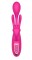 Розовый вибратор со стимуляцией клитора и фингерингом - 23,5 см.