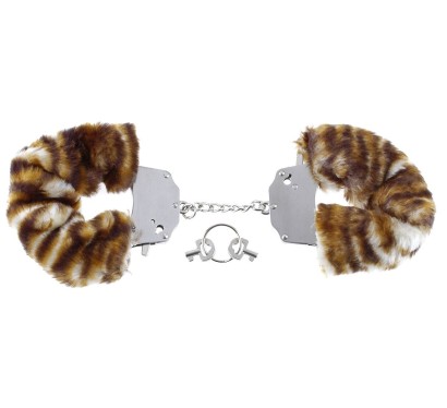 Металлические наручники Original Furry Cuffs с мехом под тигра