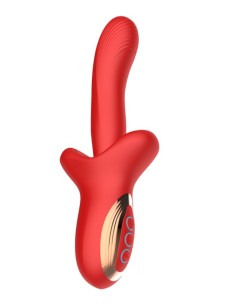 Красный вибратор с постукивающим эффектом - 22 см. Красный вибратор с постукивающим эффектом - 22 см.