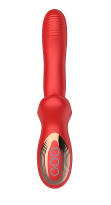 Красный вибратор с постукивающим эффектом - 22 см.
