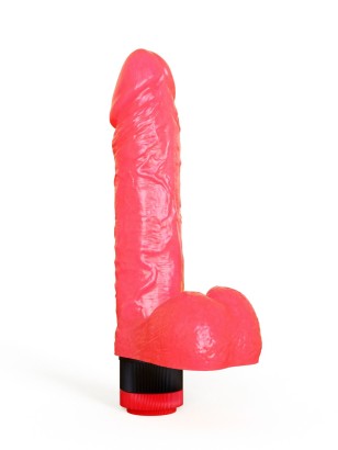 Розовый вибромассажёр в форме фаллоса - 16 см.
