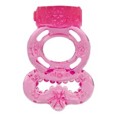 Розовое эрекционное виброкольцо VIBRATING COCK RING FREAK OUT