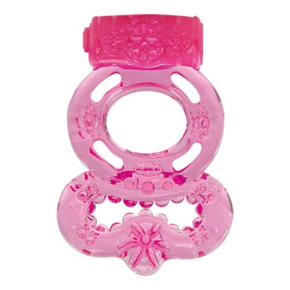 Розовое эрекционное виброкольцо VIBRATING COCK RING FREAK OUT