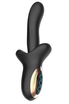 Черный вибратор с постукивающим эффектом - 22 см. Черный вибратор с постукивающим эффектом - 22 см.