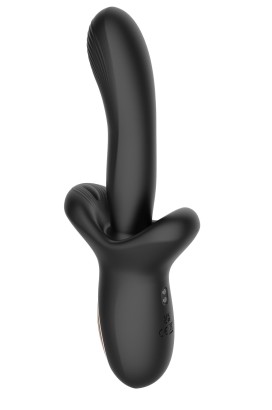 Черный вибратор с постукивающим эффектом - 22 см.