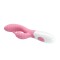 Нежно-розовый вибратор с клиторальным отростком и ребрами Pete - 20 см.