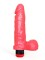 Розовый гелевый вибромассажёр в виде фаллоса - 19 см.