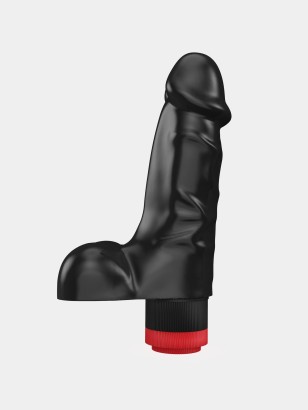 Черный реалистичный вибратор с мошонкой - 16,5 см.