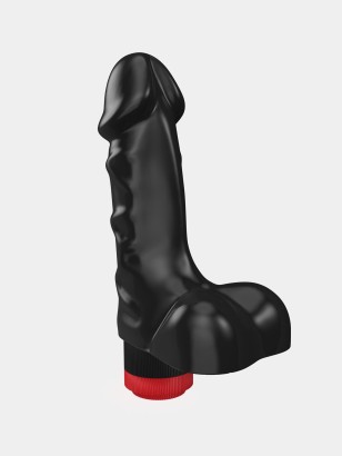 Черный реалистичный вибратор с мошонкой - 16,5 см.