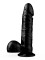 Чёрный фаллоимитатор с мошонкой на присоске - 16 см.