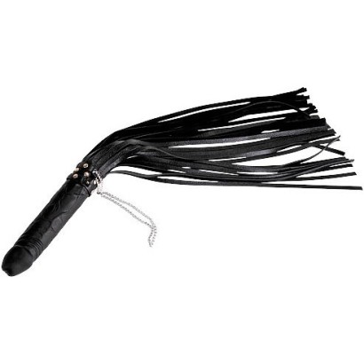 Чёрная плеть  Ракета  с рукоятью из латекса и хвостами из кожи - 65 см.