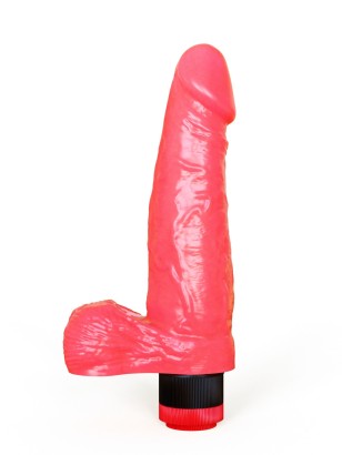 Розовый вибратор в форме розового фаллоса - 16,5 см.