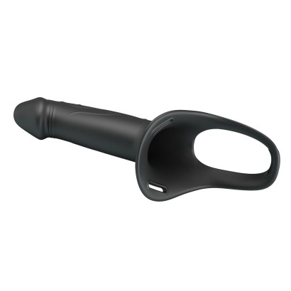 Черный полый мужской страпон London - 16,8 см.