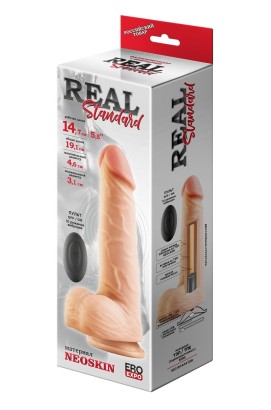 Телесный вибратор-реалистик REAL Standard с пультом ДУ - 17,5 см.