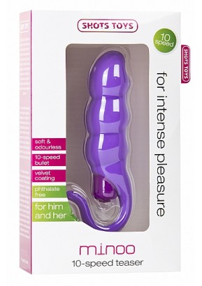 Фиолетовый вибратор со стимуляцией клитора Minoo - 18 см.