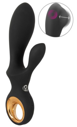 Черный вибратор-кролик с функцией расширения Inflatable Rabbit Vibrator - 18,3 см.