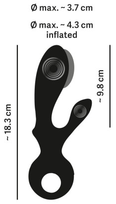 Черный вибратор-кролик с функцией расширения Inflatable Rabbit Vibrator - 18,3 см.