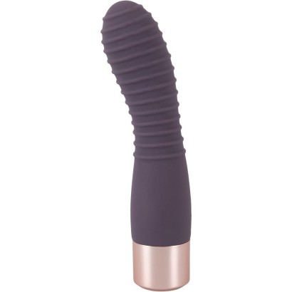Фиолетовый вибратор с ребрышками Elegant Flexy Vibe - 15 см.