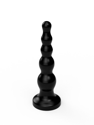 Чёрная анальная ёлочка с ограничительным основанием - 17,5 см.