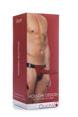 Красный полый страпон Hollow Design Strap On - 20 см.