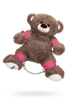 Бондажный набор: бурый мишка с розовыми оковами и наручниками Бондажный набор: бурый мишка с розовыми оковами и наручниками