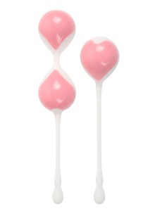 Набор розово-белых вагинальных шариков: двойные и одинарный